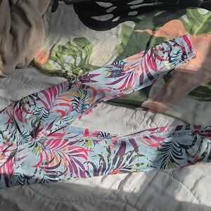 Playground Tropical Leaf Print Leggings Medium With Pocket